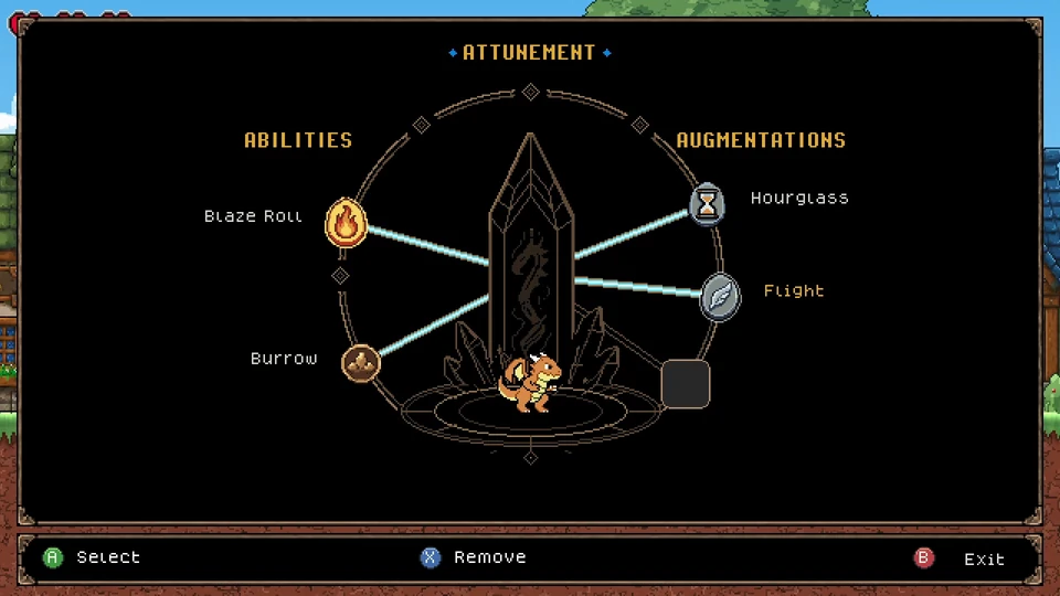 The Attunement equipment screen